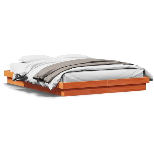 LED-sengeramme voksbrun 150x200 cm heltre furu 8721012362321 LED-sengeramme voksbrun 150x200 cm heltre furu 8721012362321