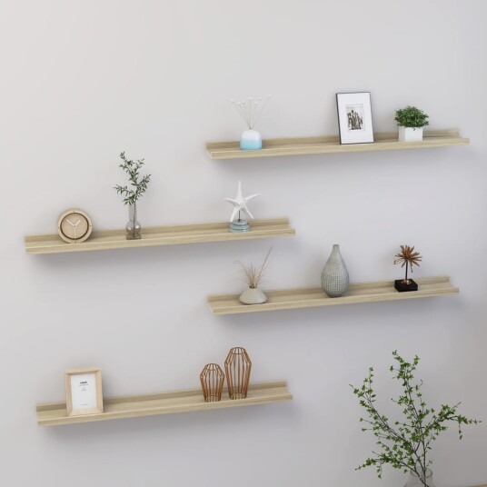 vidaXL Vegghyller 4 stk sonoma eik 80x9x3 cm vidaXL Vegghyller 4 stk sonoma eik 80x9x3 cm