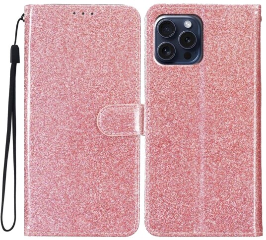 Trolsk Lommebokdeksel Glitter Elegant (iPhone 16 Pro Max) Roségull