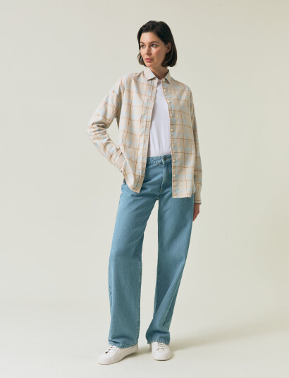 Lexington Clothing Oversized Organic Cotton Check Flannel Shirt   Multi/patterned   L