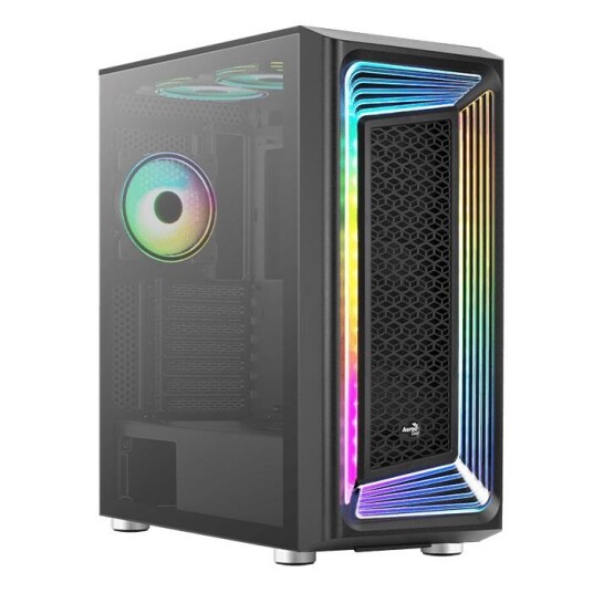 Aerocool Interstellar Midi Tower Kabinett med Herdet Glass, Sort