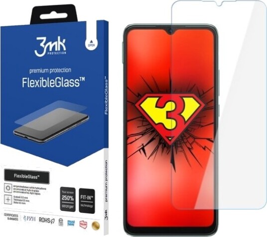 3Mk Flexibleglass, Xiaomi, Redmi 10C, Break Resistant, Slagbestandig, Ripebestandig, Gjennomsiktig, 1 Stykker