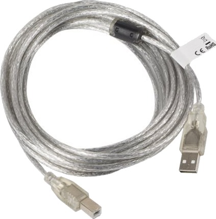 Lanberg   Usb Kabel   Usb Hann Til Usb Type B Hann   Usb 2.0   5 M   Gjennomsiktig