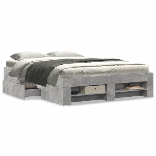  Sengeramme betonggrå 135x190 cm konstruert tre 8721102855139