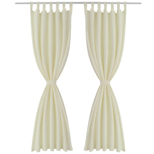 Vidaxl 2stk Krem Micro-Sateng Gardiner Med Sløyfer 140 X 245 Cm
