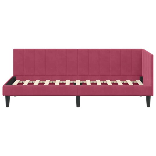 Hjørnesengramme med hodegjerde Vinrød 80 x 200 cm Fløyel Hjørnesengramme med hodegjerde Vinrød 80 x 200 cm Fløyel