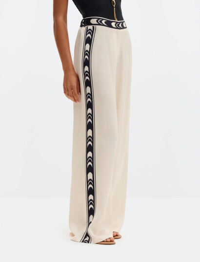 Malina Bella Satin Look Palazzo Pants Cream XS