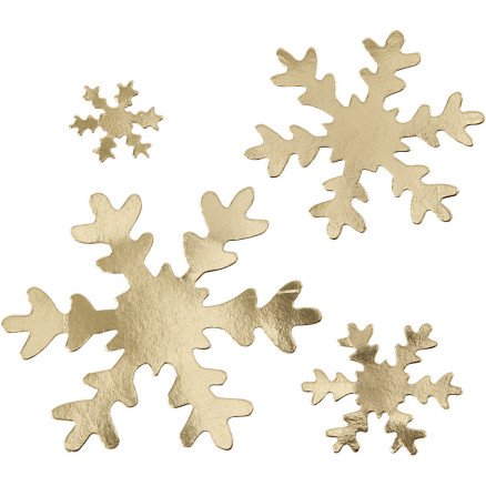 Diverse Snøflak diam 3+5+8+10 cm 350 g gull 16 stk 1 pk