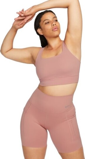 Nike Dri FIT Go 8" High Waist Bike Shorts Dame Red Stardust/Black L