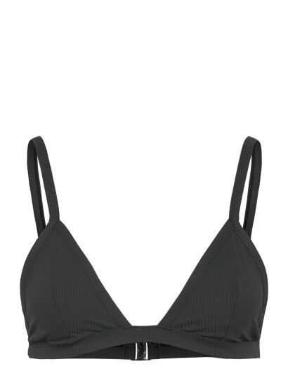 Weekday Ribbed V-Neck Bikini Top - Black - XS