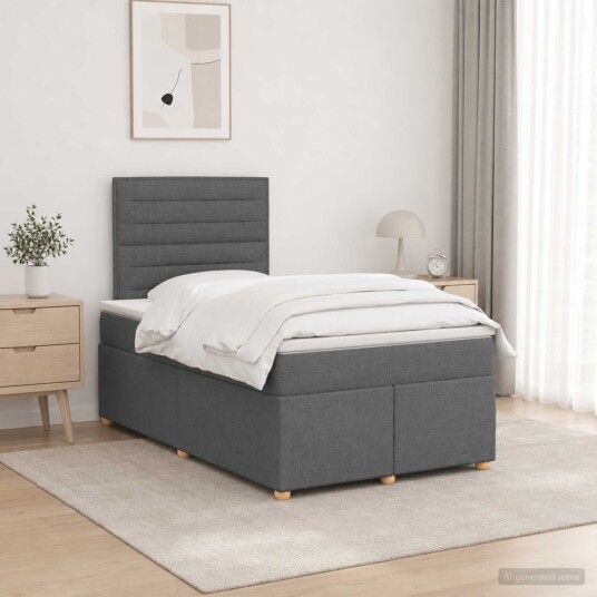 vidaXL Kontinentalseng med madrass Mørkegrå 120 x 200 cm Stoff