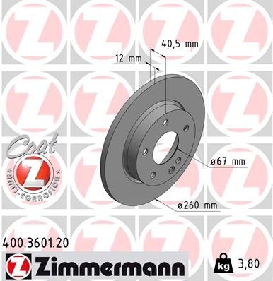 Bremseskive ZIMMERMANN 400.3601.20