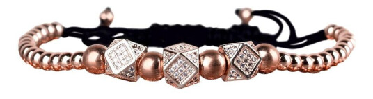 Northix Armbånd, Perler Og Tre Charms - Rosé Northix Armbånd, Perler Og Tre Charms - Rosé