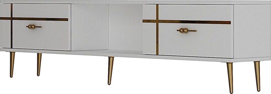 Safiya TV-benk 150 cm - Hvit/Gull