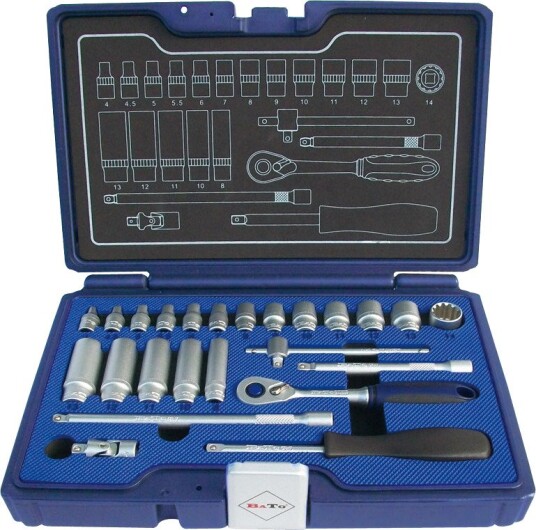 Bato Pipenøkkelsett 1/4" SplineLock 4-14 mm Kort 8-13 mm Lang 24 Deler Bato Pipenøkkelsett 1/4" SplineLock 4-14 mm Kort 8-13 mm Lang 24 Deler