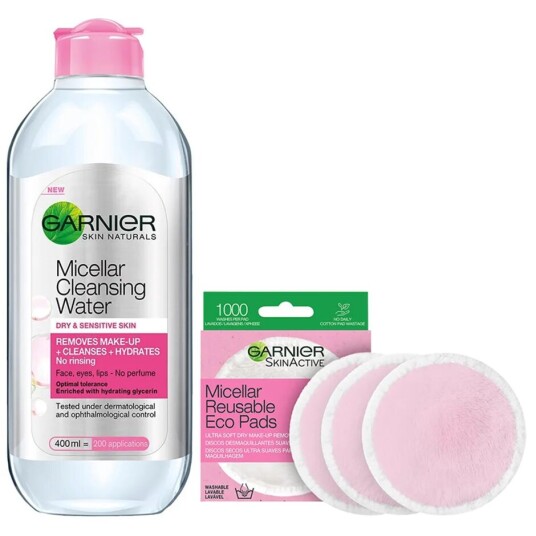 Garnier Micellar Water & Eco Pads Sett / Esker