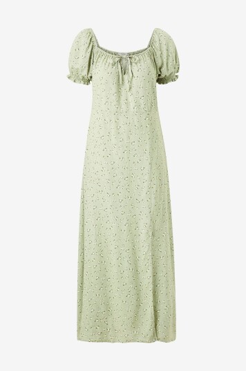 Bubbleroom Maxikjole Front Tie Long Viscose Dress Grønn