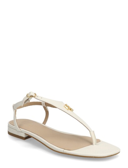 Lauren Ralph Lauren Everley Ii Crosshatch Leather Sandal Cream 39