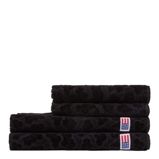 Lexington - Velour Jacquard bladmønstret håndkle 70x130 cm svart