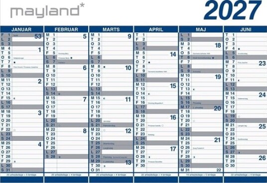 Mayland Kmpekalender 2x6 mdr. PP plast rr 2027