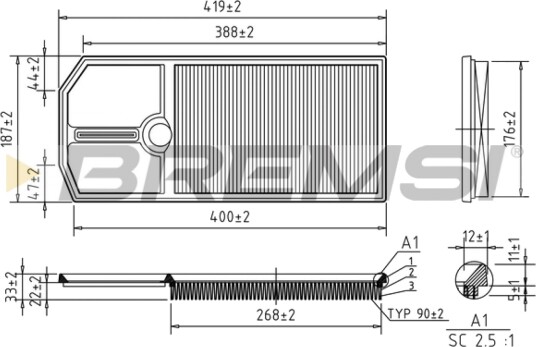 Luftfilter BREMSI FA1258 Luftfilter BREMSI FA1258