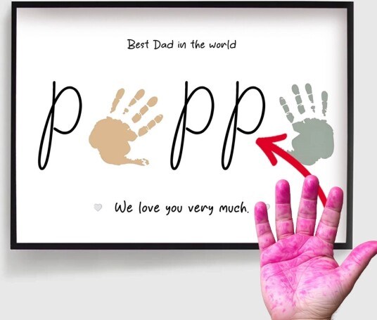 Personalisert Plakat DIY Pappa Håndavtrykk Flere Språk