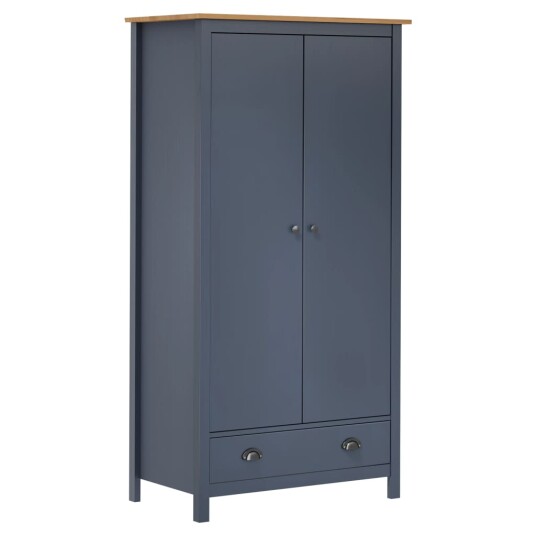vidaXL Garderobeskap 2 dører Hill grå 89x50x170 cm heltre furu