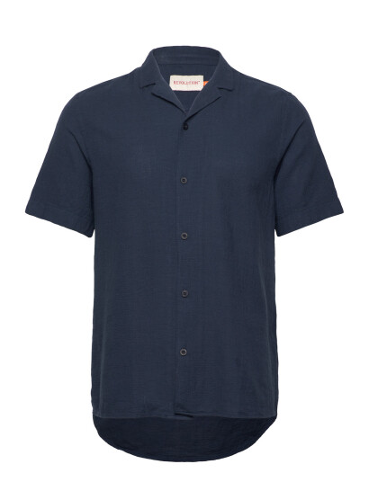 Revolution Short-Sleeved Cuban Shirt - Navy - M