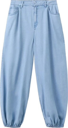 Mango High Waisted Baggy Jeans   Blue   34