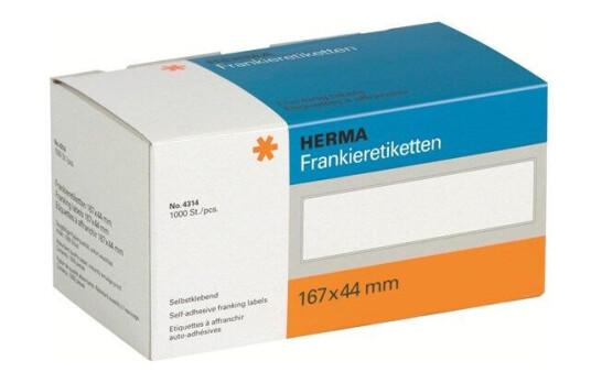 HERMA self-adhesive franking labels with tab edge - 1000 label(s) - 165 x 41 mm