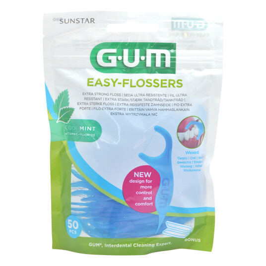 Sunstar GUM Easy Flossers Tanntråd m/ Tannstikk og Fluor 50 Stk