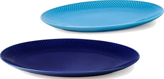 Lyngby Porcelæn Rhombe Color Ovale Dishes 35X26,5 Dark Blue 28.5X21.5 Blue   Blue   35X26.5CM