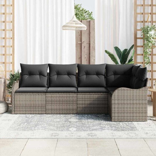 vidaXL Hagesofa Set 5 stk. Grå polyrotting