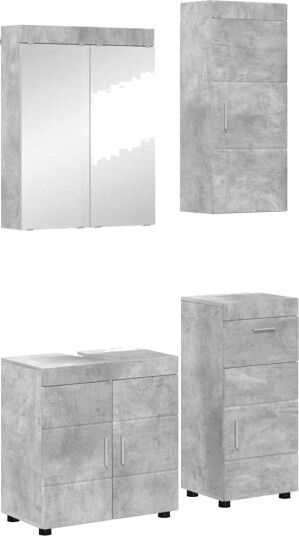 vidaXL Baderomsinnredningssett TULUM 4 pcs Betonggrå 60 x 34 x 63 cm