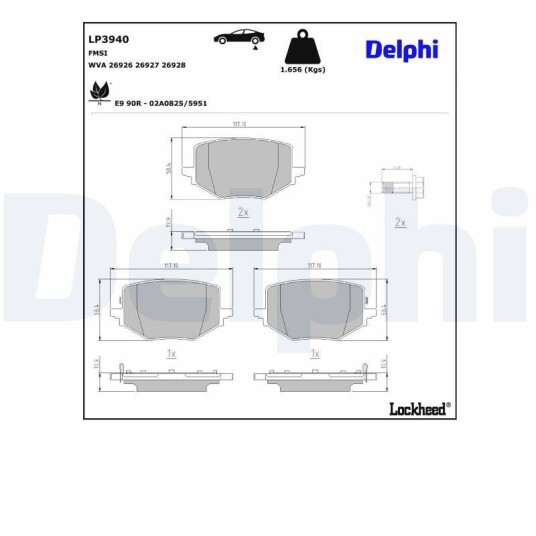 Bremseklosser DELPHI LP3940 Bremseklosser DELPHI LP3940