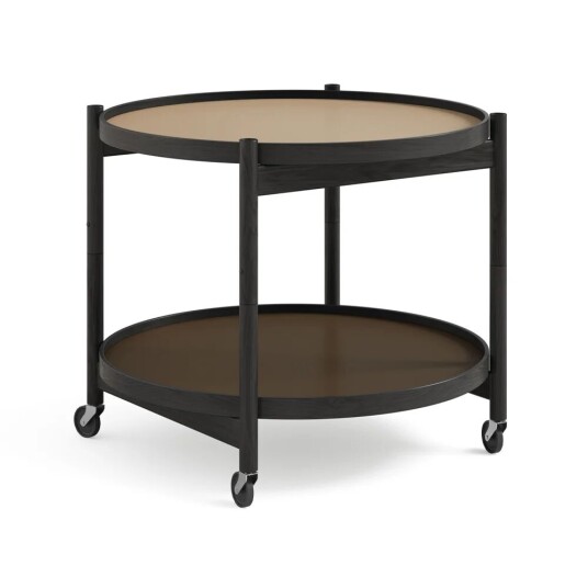 Brdr. Krüger Bølling Tray Table model 60 rullebord earth, sortlakkert eikestativ