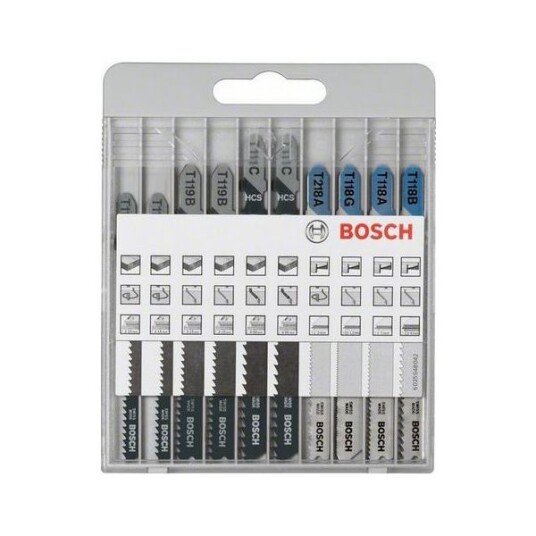 Bosch 10 Deler Stikksagbladsett for Metall og Tre