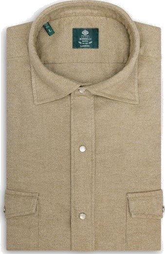 Luigi Borrelli Flanel safari shirt L grønn herre
