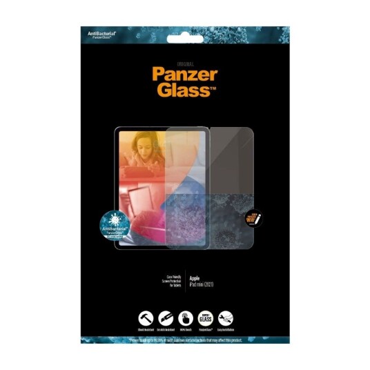 PanzerGlass Skjermbeskytter for iPad Mini 6 - AntiBakteriell og Case Friendly, Gjennomsiktig