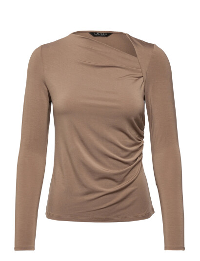 Lauren Ralph Lauren Stretch Jersey Asymmetrical Top - Beige - L Lauren Ralph Lauren Stretch Jersey Asymmetrical Top - Beige - L