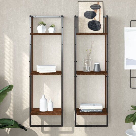 Vegghylle 3 etasjer brun eik 30x25x100 cm konstruert tre 8721012046412 Vegghylle 3 etasjer brun eik 30x25x100 cm konstruert tre 8721012046412