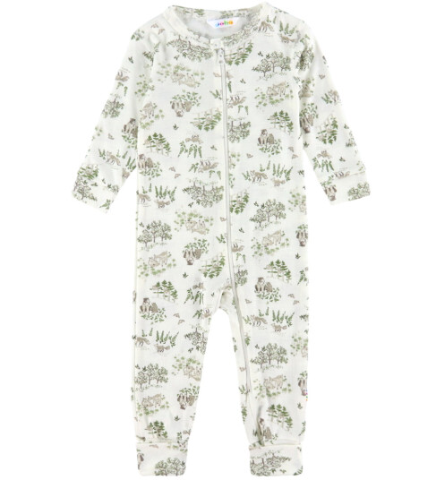 Joha Jumpsuit - Ull/Silke - Off White m. Trær - Joha - 40 - Jumpsuit Grønn Hvit