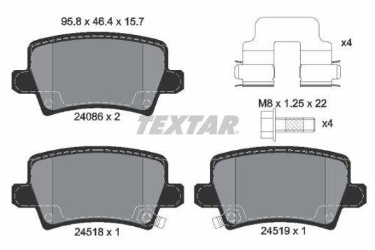Bremseklosser TEXTAR 2408601 Bremseklosser TEXTAR 2408601
