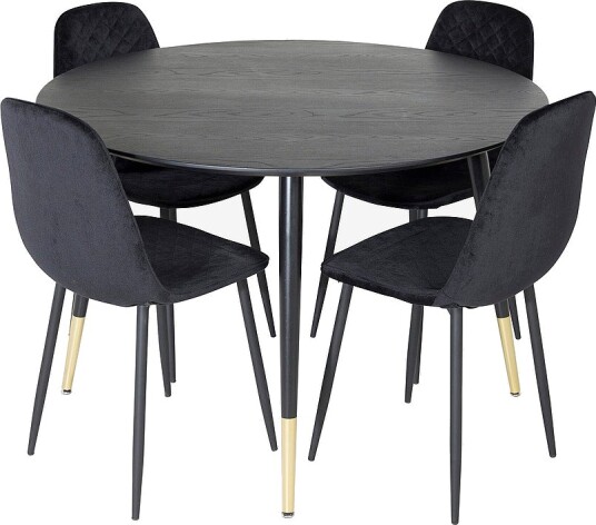 Venture Home Spisegruppe Dipp med 4 stk stoler Polar Svart Venture Home Spisegruppe Dipp med 4 stk stoler Polar Svart