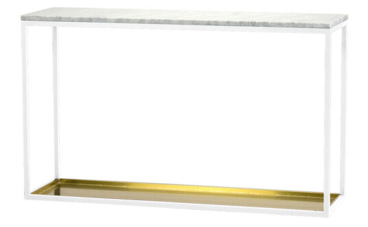 Scherlin Konsollbord 11 marmor hvit, hvitlakkert stativ