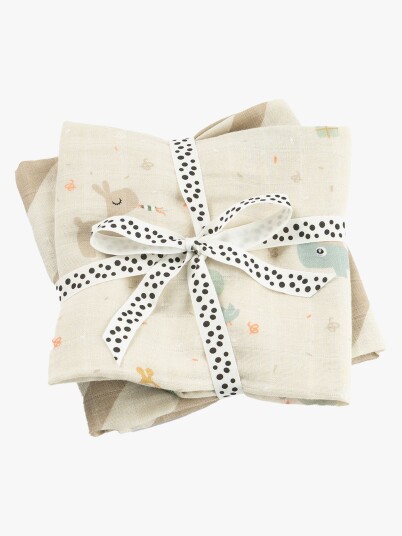 Done By Deer Burp Cloth 2-Pack Celebration Sand Beige