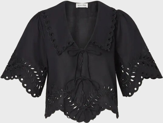 Malina Estela Broderie Anglais Blouse   Black   40