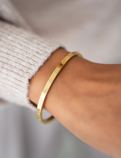 My Jewellery Bangle Engraved Hearts   Gold   