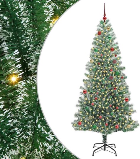 Kunstig Julesekk Snø Flocket med LED Lys Grønn og hvit 210 cm