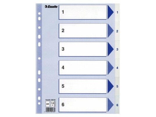 ESSELTE Register ESSELTE A4 plast 1-6 blå/hvit